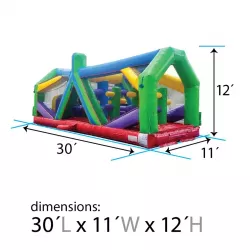 30 foot retro radical run extreme obstacle course unit 1 dimensions 270402591 30' Retro Radical Run Extreme Unit #1